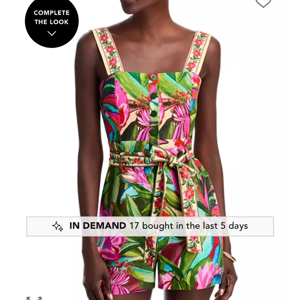 FARM Rio Green and Pink Tropical Jumpsuit (Size M)